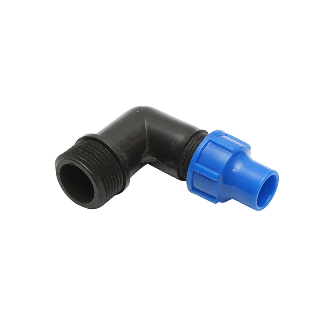 Gomito per tubo di gocciolamento con filettatura esterna D16mmx1 pollice, per sistemi di irrigazione