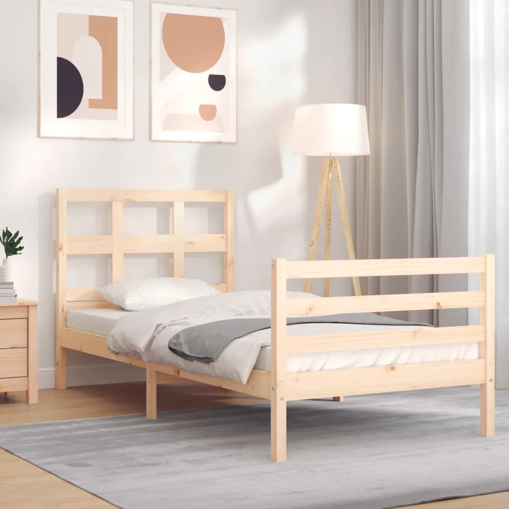 Giroletto con Testiera Single-Struttura Letto in Legno Massello 501035