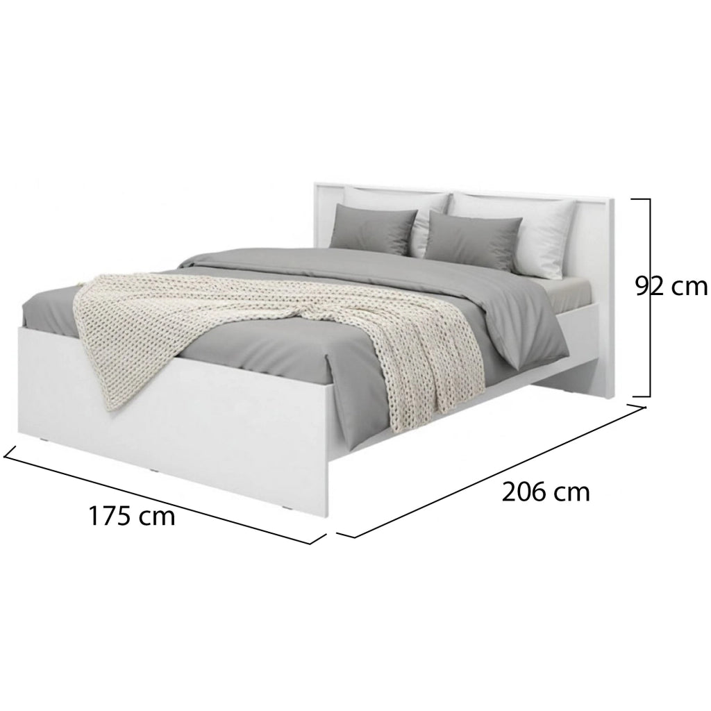 Letto Matrimoniale Gamalero, Letto Matrimoniale Testiera Dettaglio Geometrico, Bianco Opaco