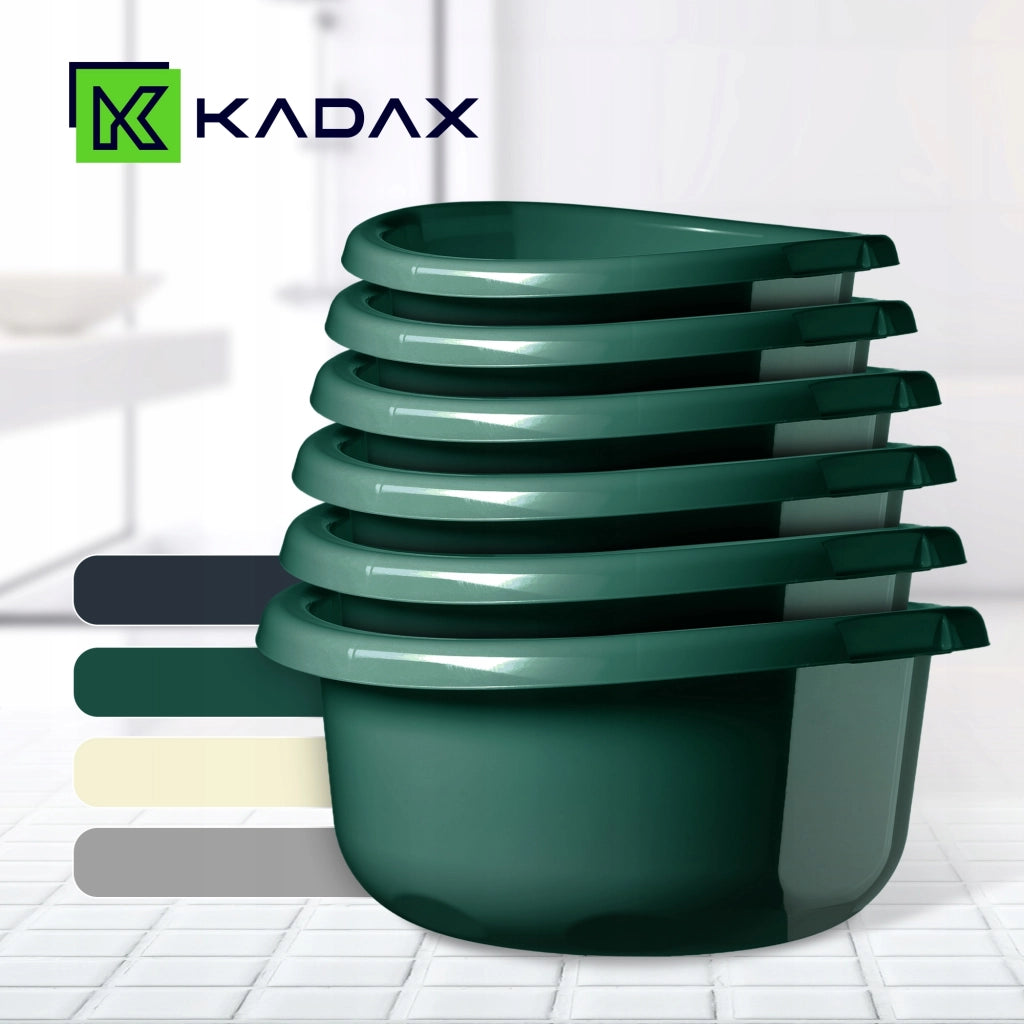 Bacinella in plastica KADAX da 5 litri, rotonda, con manici.