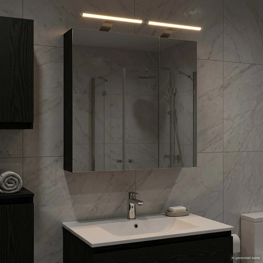 Mobiletto per specchio da bagno Rovere Nero 60 x 14,5 x 70 cm 889064