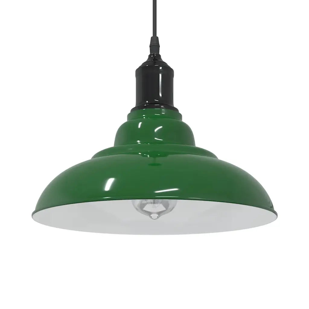 vidaXL Lampada a Sospensione Regolabile E27 Verde Lucido Ø31cm Metallo