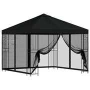 Gazebo | Pergolato da giardino con pareti laterali 3 x 3 m Nero