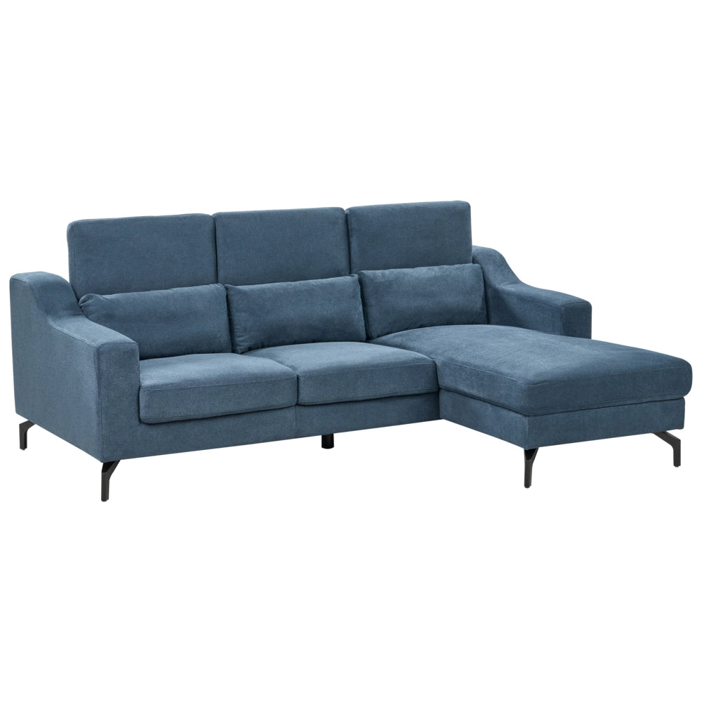 Divano Angolare In Tessuto versione sinistra Rivestimento In Poliestere Blu Con Poggiatesta Regolabile Chaise longue Design Moderno