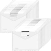 Documenti A4, mappa documenti trasparente A4 con chiusura a pressione per archiviazione, mappe impermeabili per scuola e ufficio (24 pezzi - chiusura a pressione bianca)