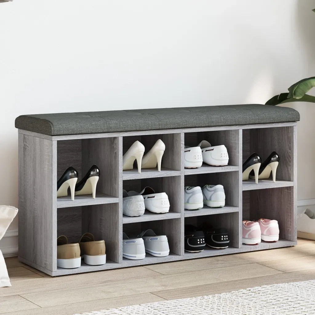 Panca Porta Scarpe-Sgabello-Panca Scarpiera Grigio Sonoma 102x32x50 cm Legno Multistrato 591739