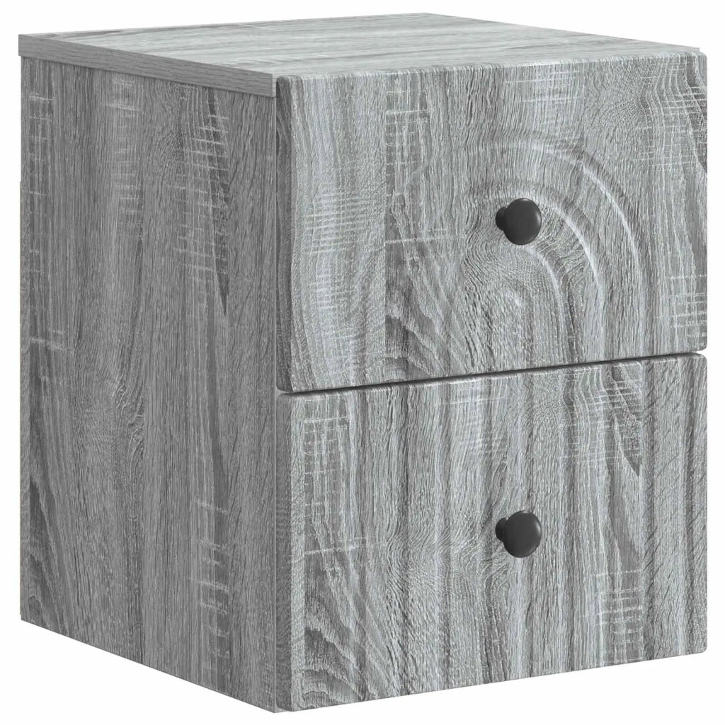 Mobiletto da notte a muro Grigio Sonoma 33 x 34,5 x 40 cm