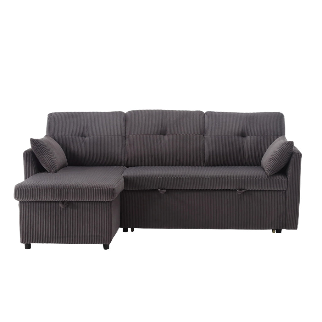 Divano Angolare Contenitore con Letto Estraibile e Chaise Longue ¨C Xylo ¨C Grigio
