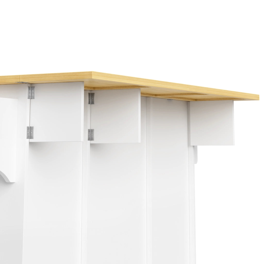 Isola da cucina su ruote con piano ribaltabile, 2 cassetti, ripiano spezie e portasciugamani, 120×45(70)×92 cm