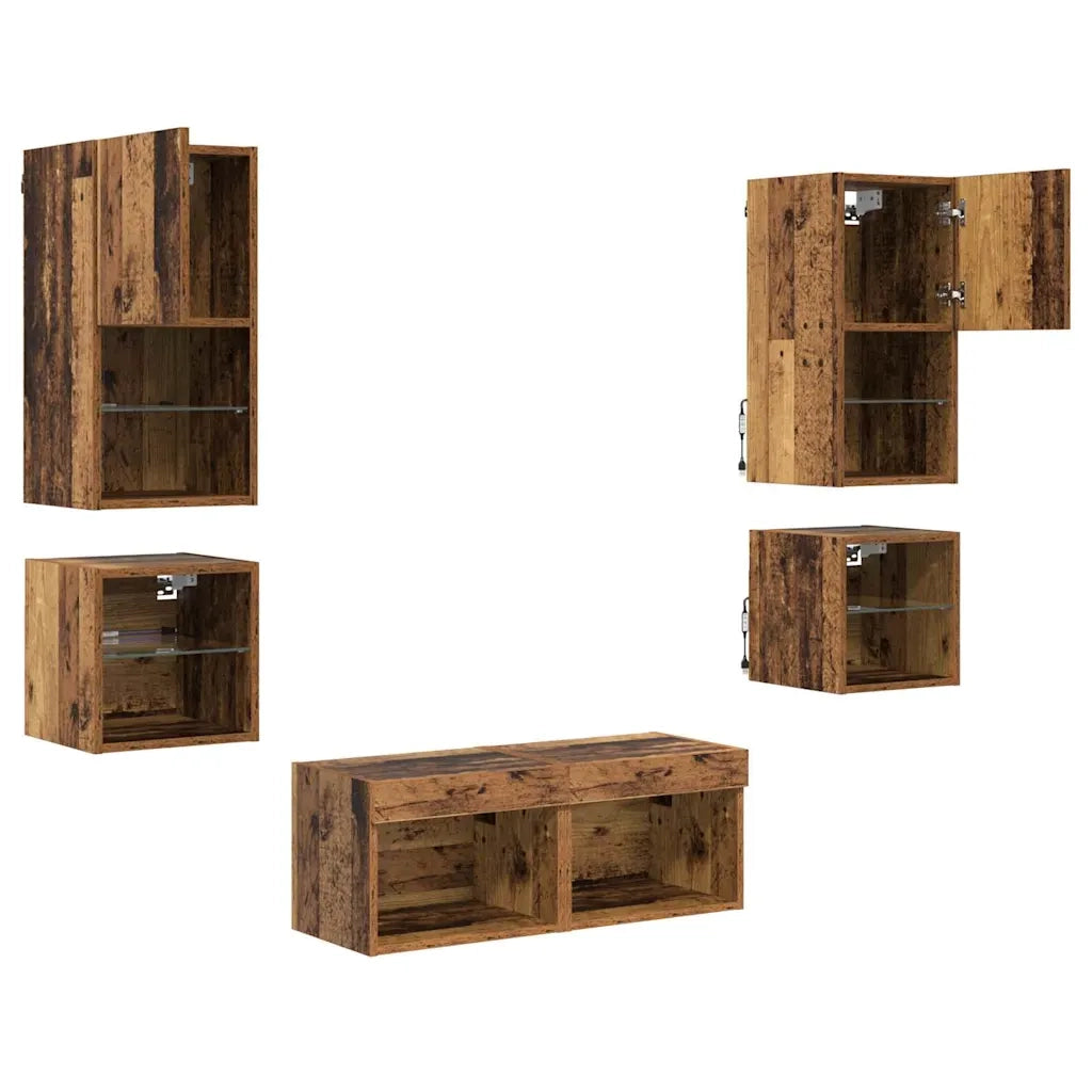 Unit¨¤ per TV a Muro 8 pz | Armadietto TV | Mobile Porta TV Legno vecchio Legno multistrato