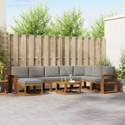 Set di divani da esterno 9 pcs Grigio Naturale e Chiaro