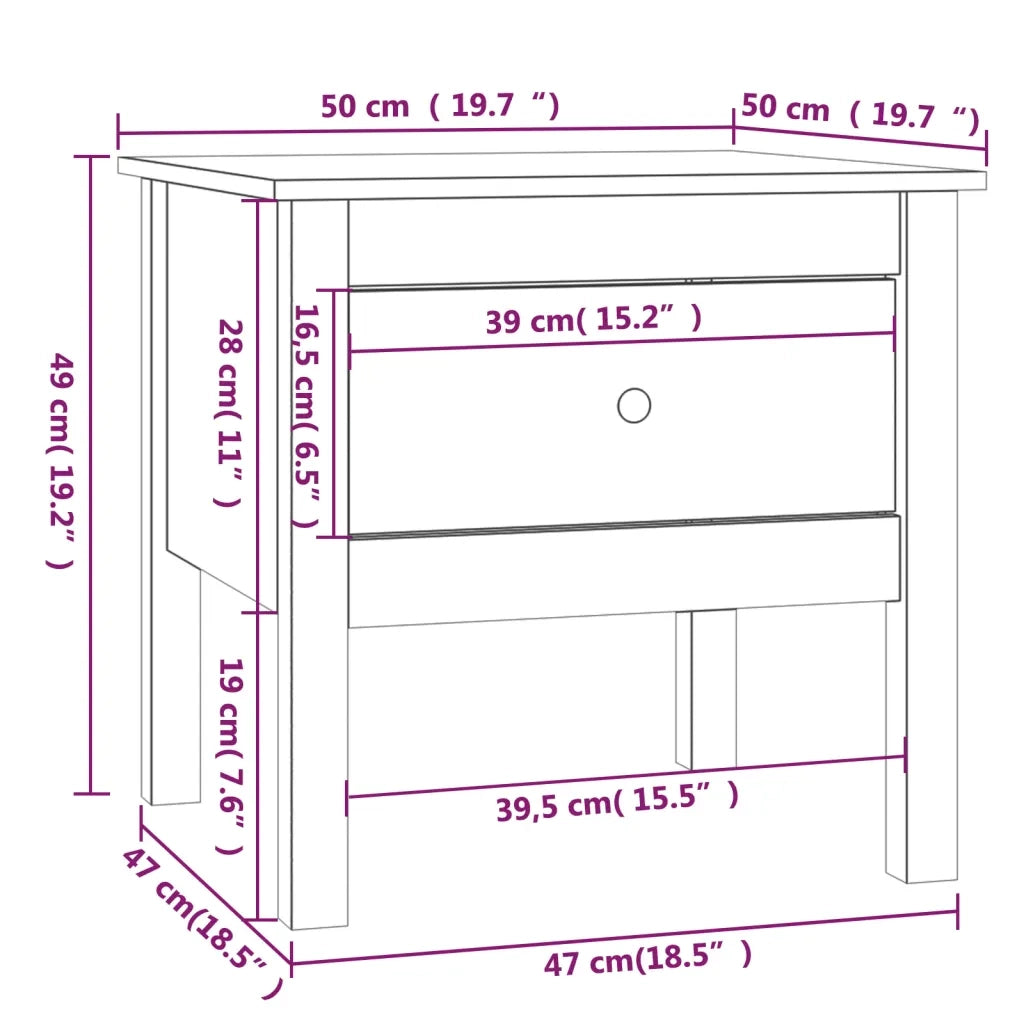 Tavolino 50x50x49 cm Legno Massello di Pino 813794
