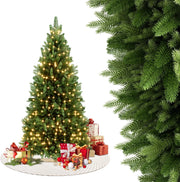 Albero di Natale Artificiale con Illuminazione 150 cm in PVC/PE Abete di Natale con Base in Legno Alberi di Natale Christmas Tree Decorazione Natalizia