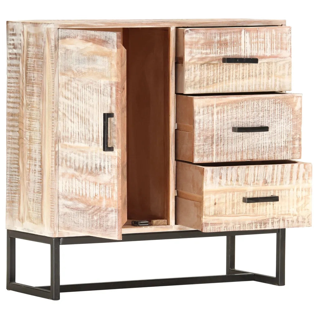 Credenza Bianca 73x30x75 cm in Legno Massello di Acacia cod mxl 61298