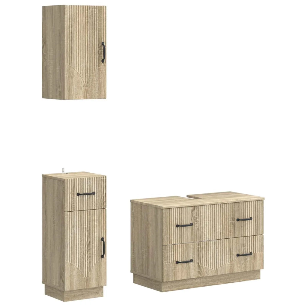 Set di armadietti da bagno in 3 pezzi HOORN Rovere Sonoma 3417794