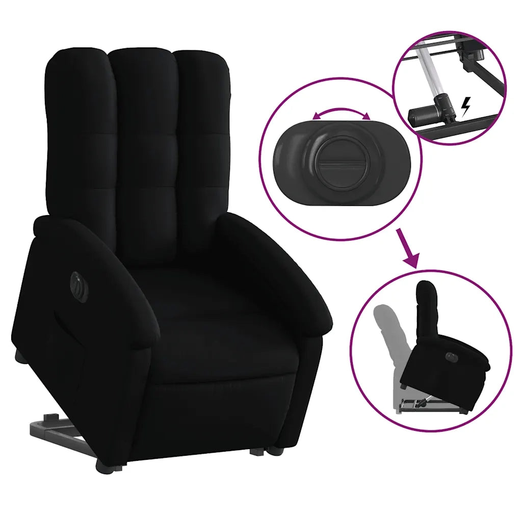 Poltrona Alzapersona Reclinabile Elettrica Nera in Tessuto 3204118