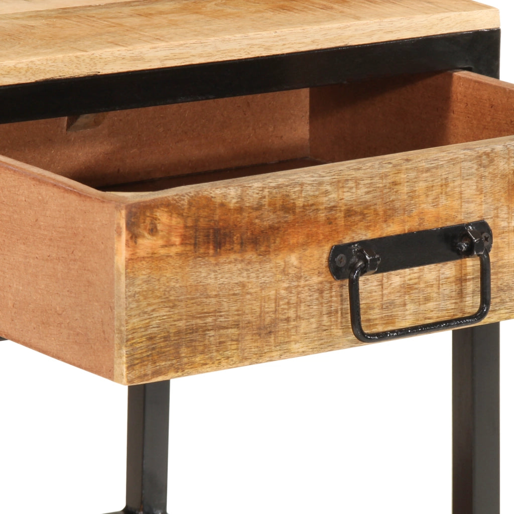 Comodino 40x35x50 cm Legno Massello Ruvido Mango