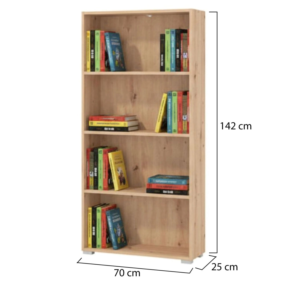 Biblioteca Prisco, Libreria 3 Ripiani, 70x24.5x142h cm Marrone Rovere Nodi