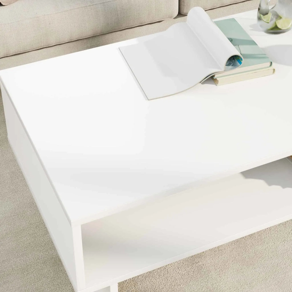 Tavolino da salotto | Tavolino da caff¨¨ | Tavolino da Soggiorno Bianco 100 x 46 x 35 cm Legno multistrato