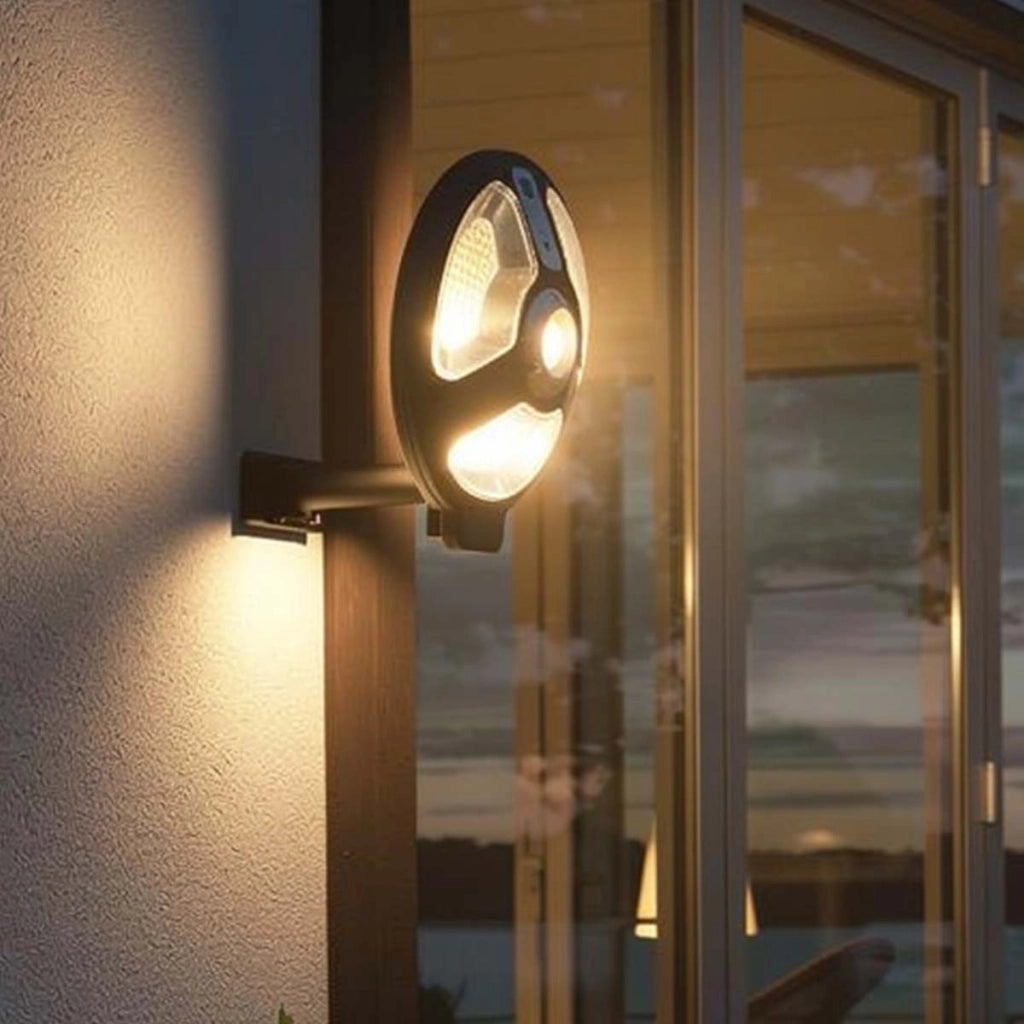 Lampada Solare Esterna 70W Orientabile a 360° con Riflettori Nero Avizar
