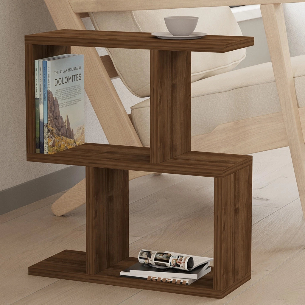 Flero, Tavolino da Salotto 2 Vani, 45x17x51h cm Marrone Noce