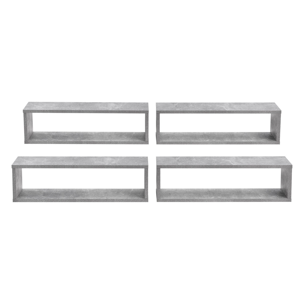Set di 4 Mensole da Parete a Forma Rettangolare 59 x 14,5 x 17 cm 4 Scaffali da Muro con 2 Ripiani Portaoggetti - Effetto Cemento