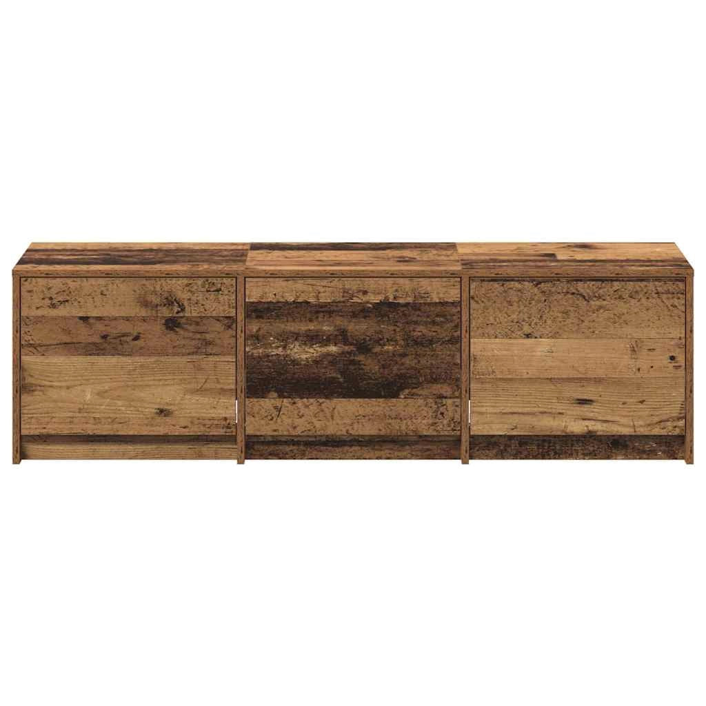 Mobile TV rettangolare con illuminazione a LED e cassetto 140 x 34 x 40 cm legno ingegnerizzato finitura legno anticato 02_0056325