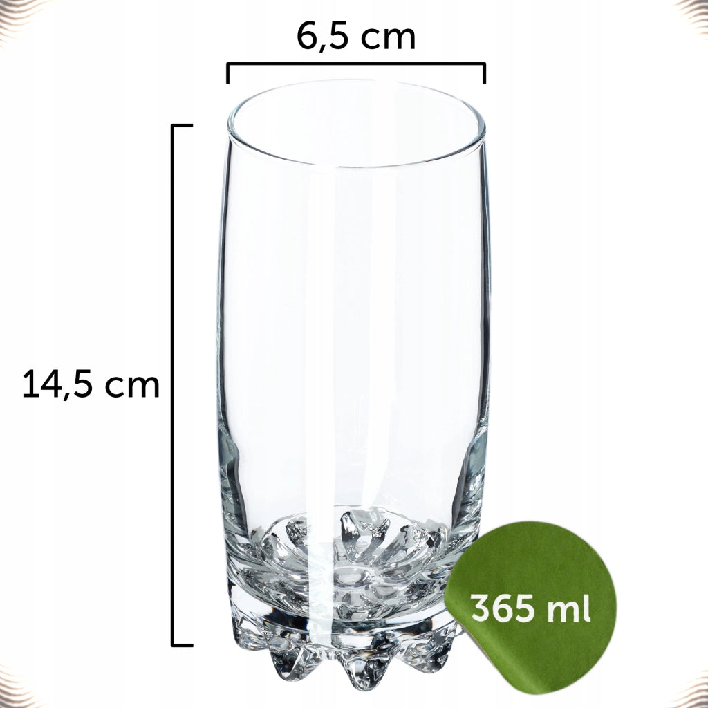 Bicchieri KADAX per bevande, whisky, succhi di frutta, set da 6 bicchieri, 365 ml