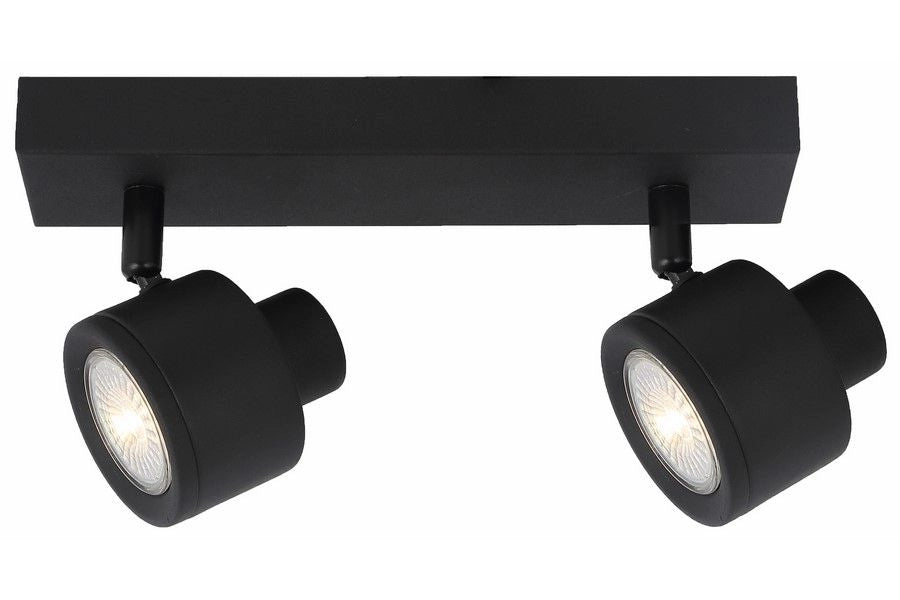 Plafoniera nera a barra Emerson 2 spot GU10 orientabili