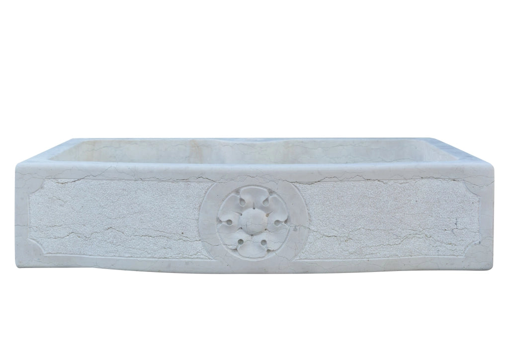 Biscottini Acquaio in marmo bianco L90xPR65xH19.5 cm Vasca realizzata completamente