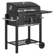 Carrello per barbecue a carbone, supporto per barbecue in acciaio inox nero, dimensioni 113x65x108 cm, per giardino e terrazzo.