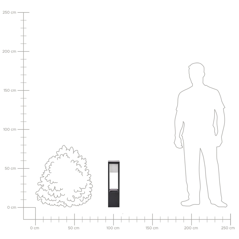 Lampada dissuasore da giardino a LED per vialetti da 60 cm in alluminio nero stile moderno