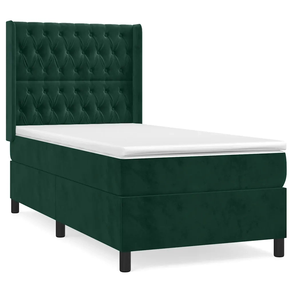 Giroletto a Molle con Materasso Verde Scuro 90x190 cm Velluto 3132834