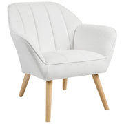 Poltrona in tessuto beige chiaro in stile retrò Rivestimento idrorepellente Gambe in legno di gomma con braccioli