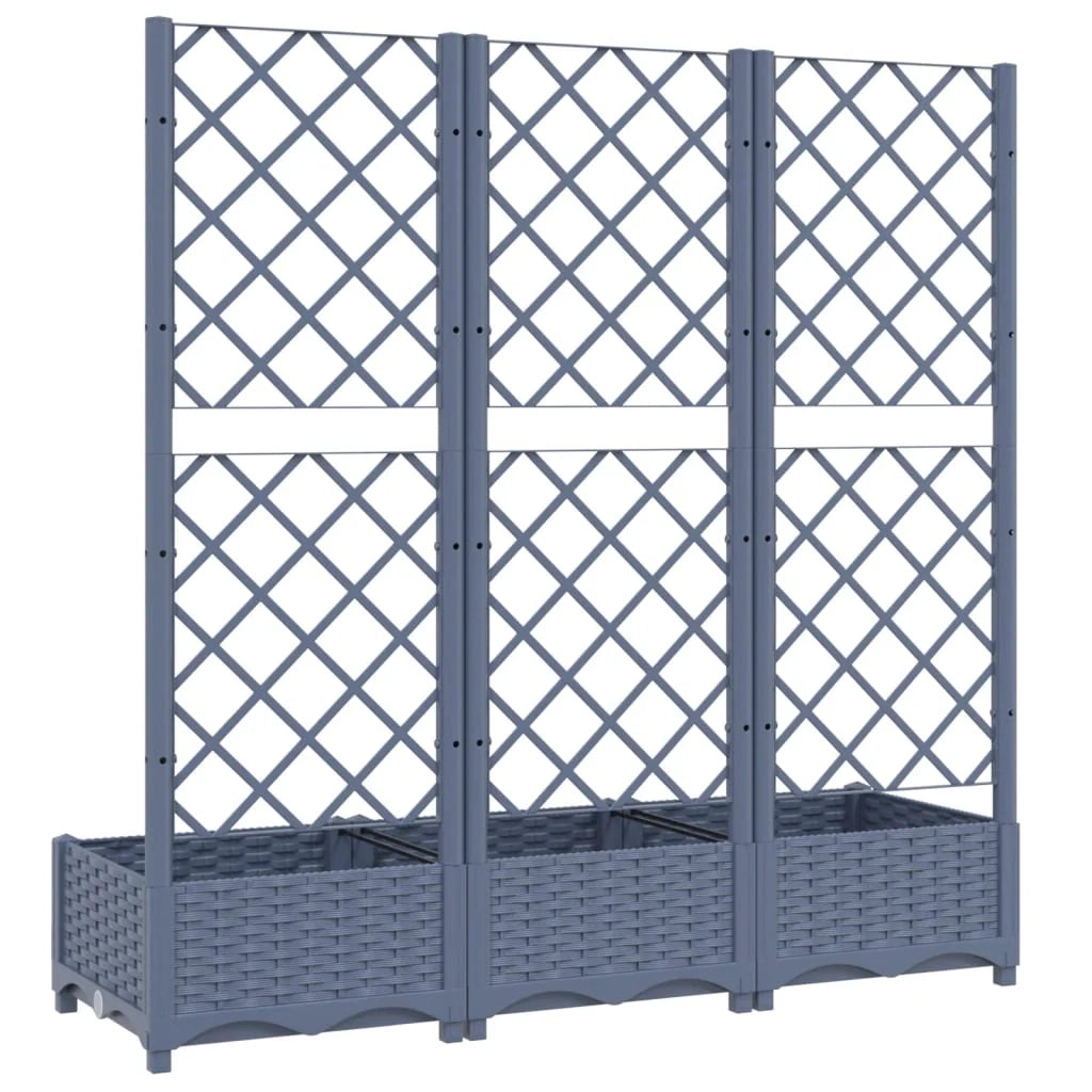 Fioriera rialzata per piante fiori patio giardino con traliccio 120 x 40 x 121,5 cm PP grigio 02_0038231
