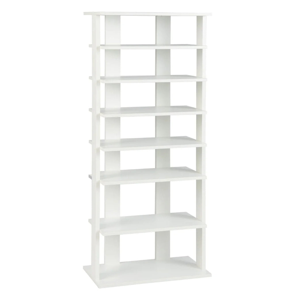 Libreria in legno bianco 47 x 25,5 x 110 cm doppia fila design verticale antiribaltamento 20_0012823