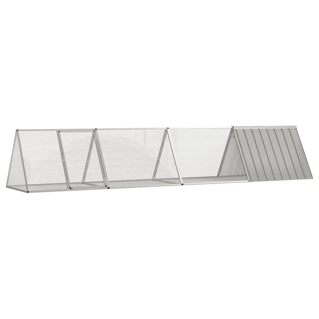 Gabbia per Conigli grigio 403,5x80,5x71 cm Acciaio Zincato