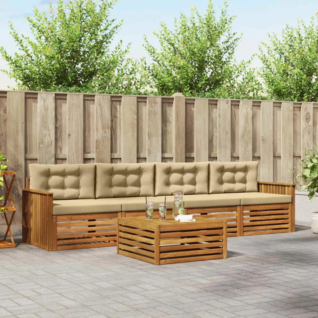 Set di divani da esterno con cuscino 5 pcs Naturale e Beige 3372978