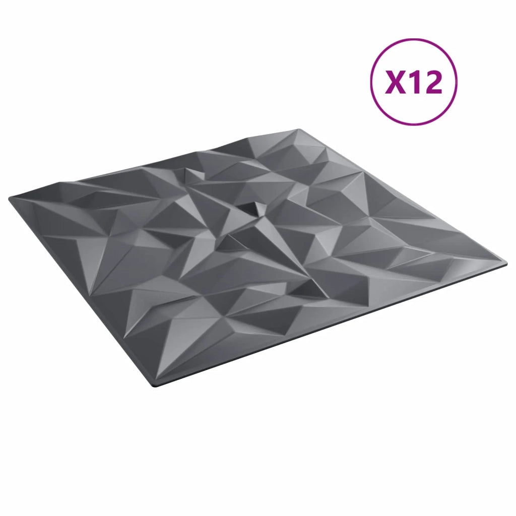Pannelli da parete 12 pcs Grigio ametista 50 x 50 cm