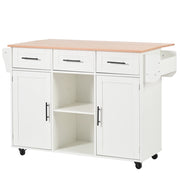 Carrello da Cucina con 3 Cassetti; 3 Scomparti; Piano Ribaltabile; Portasciugamani e Ruote 139x46x91;5 cm