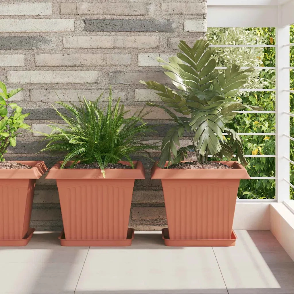 Vassoio Quadrato per Fiori 6 pz Rosso Mattone Plastica CFW6562323