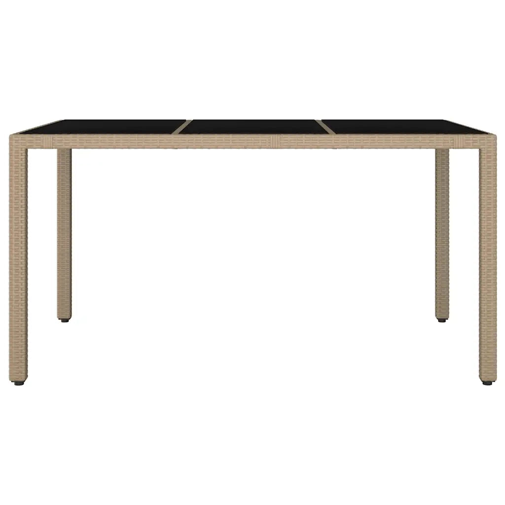 Tavolo da Giardino Piano Vetro Beige Polyrattan Vetro Temperato 319553