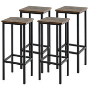 Set di 4 sgabelli da bar da 72cm con gambe in metallo e poggiapiedi, Sgabelli senza schienale per cucina Marrone-Sgabelli da bar