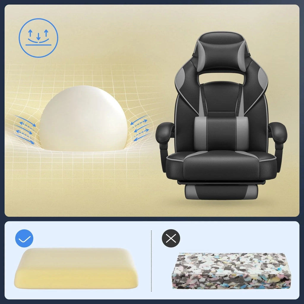 Sedia da gaming sedia da ufficio regolabile con poggiapiedi telescopico ergonomico meccanismo di inclinazione poggiatesta supporto lombare capacità di carico 150 kg nera 12_0005912