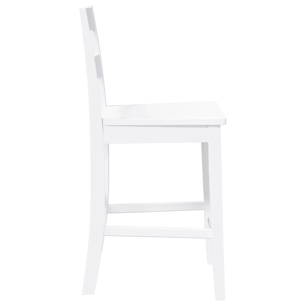 Sgabelli da Bar 2 pz Bianchi in Legno Massello di Hevea 4102561