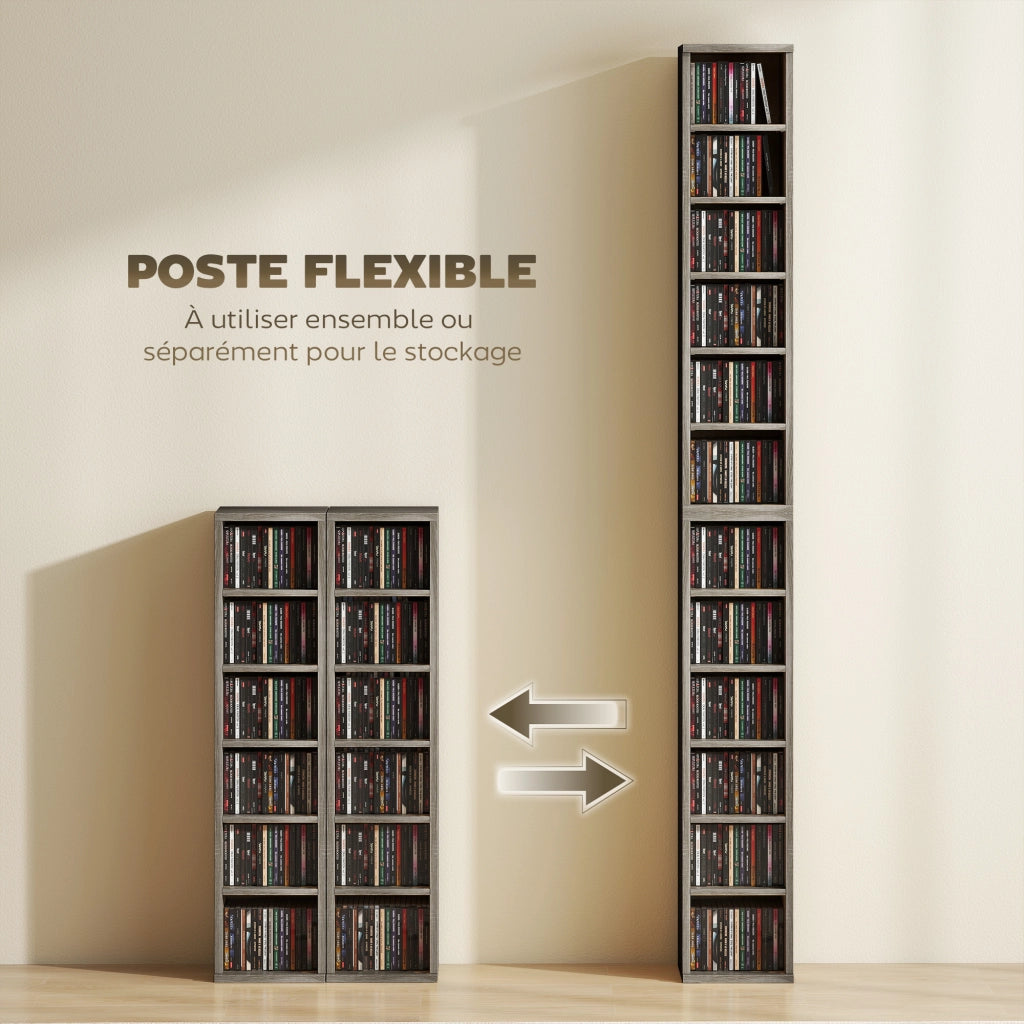 Armadio per CD e DVD ¨C zephmum ¨C 2 colonne, 12 compartimenti, 21x23x89 cm, grigio