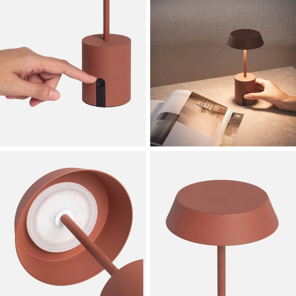 Lampada da tavolo per interni/esterni led metallo ø10,8cm, terracotta