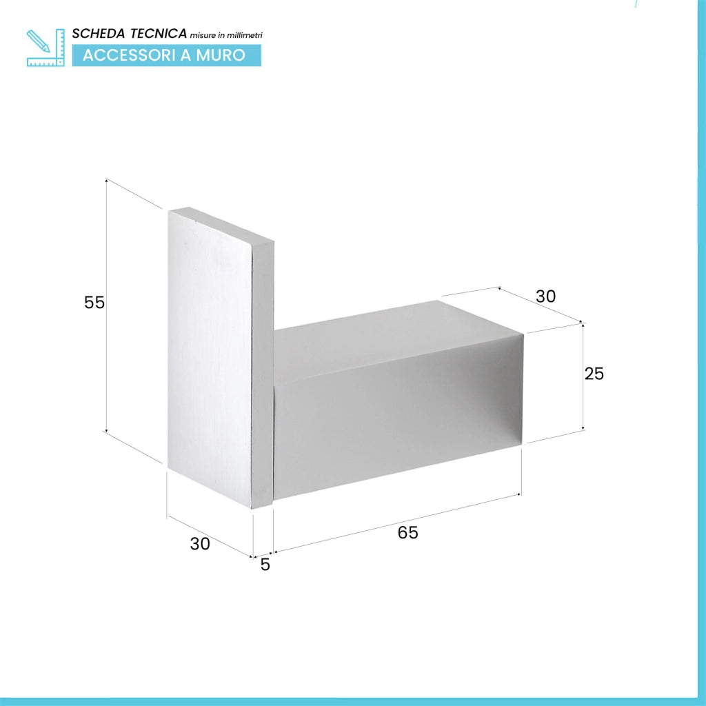 Set accessori bagno da muro 4 pezzi in alluminio argento Sky