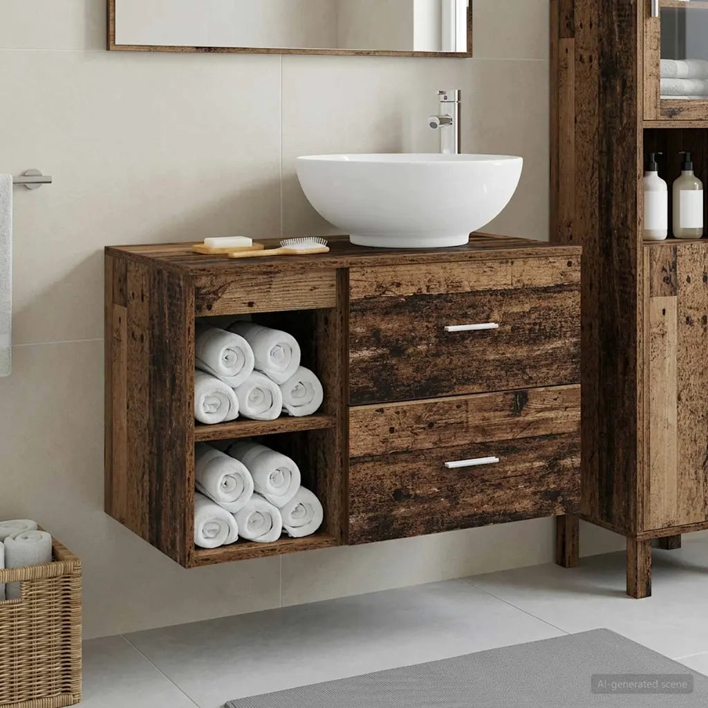 Set di mobili per il bagno 2 pcs Legno antico 3403918