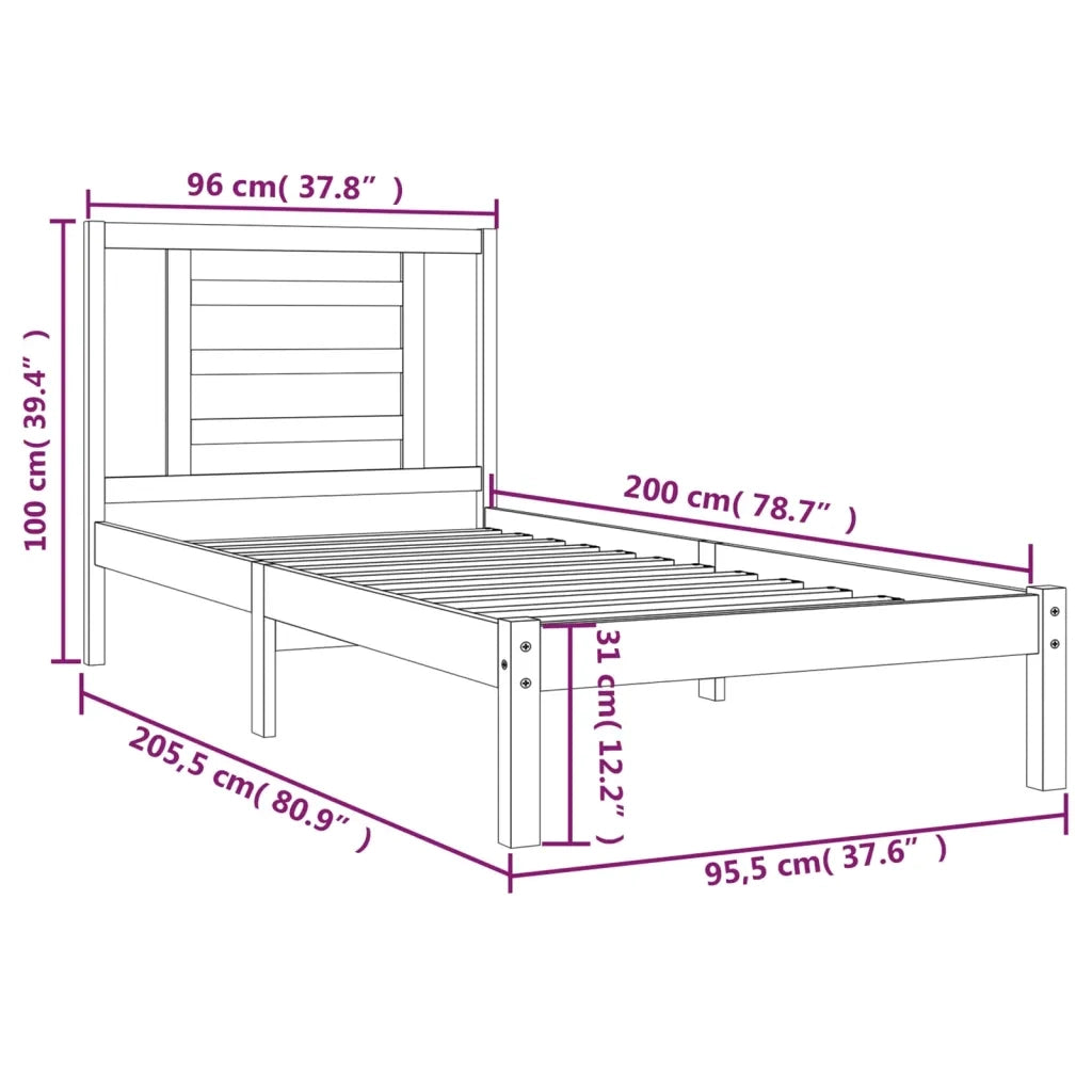 Giroletto senza Materasso 90x200 cm in Legno Massello di Pino 3104333